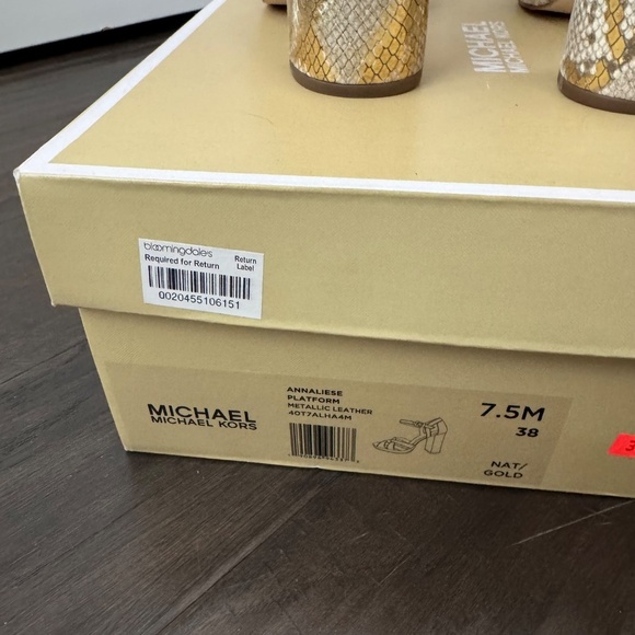 MICHAEL KORS Annaliese Metallic Snake-Embossed Platform Heeled Sandals size 7.5 - Picture 2 of 6
